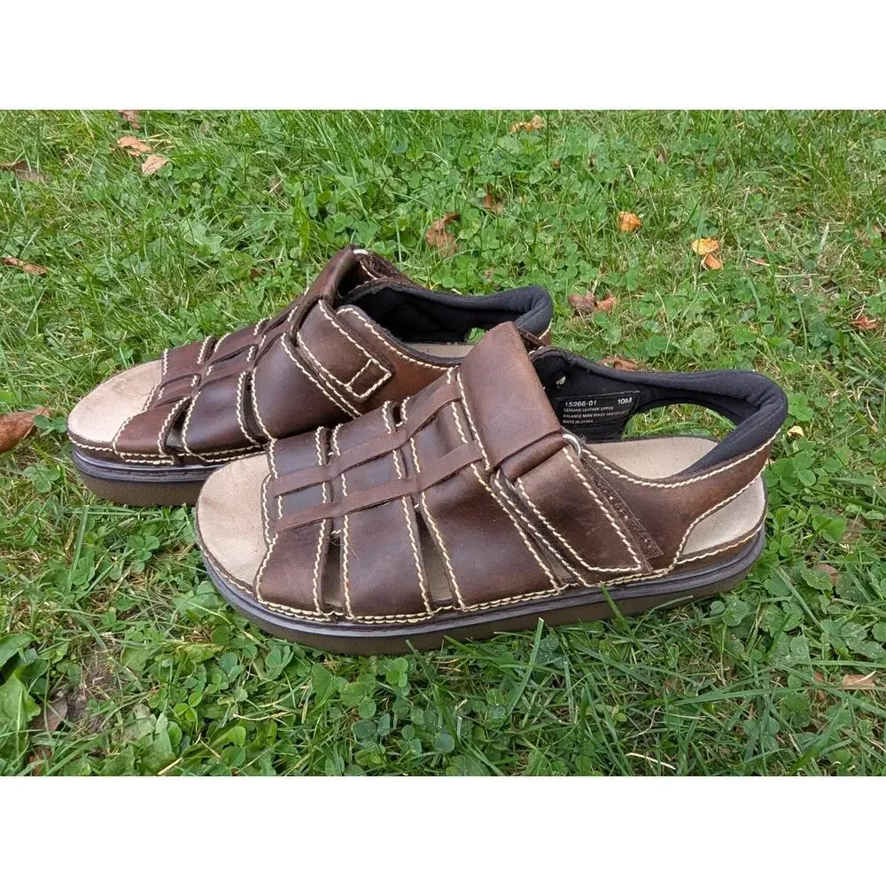 Scandia Woods Mens Brown‎ Leather Fisherman Sandals Sz 10M Strappy Chunky